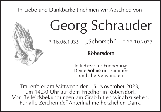 Anzeige von Georg Schrauder von MGO