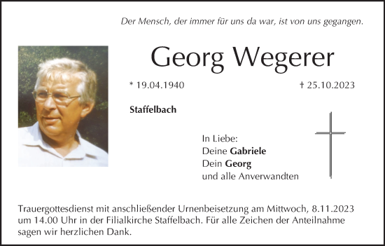 Anzeige von Georg Wegerer von MGO