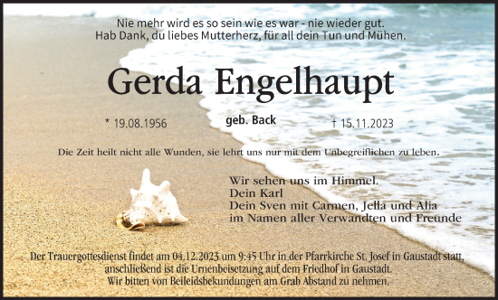 Anzeige von Gerda Engelhaupt von MGO