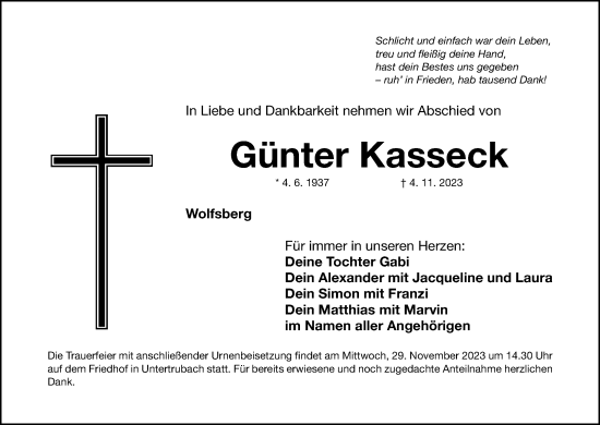 Anzeige von Günter Kasseck von MGO