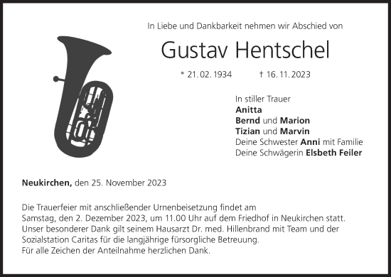 Anzeige von Gustav Hentschel von MGO