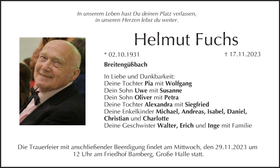Anzeige von Helmut Fuchs von MGO