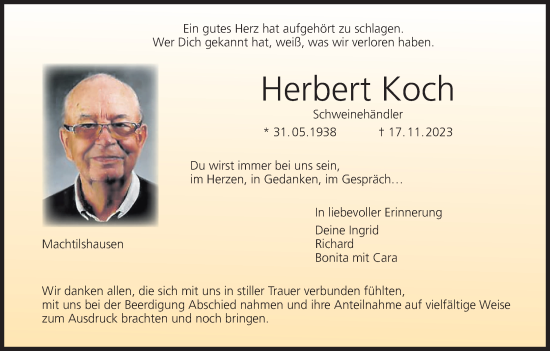 Anzeige von Herbert Koch von MGO