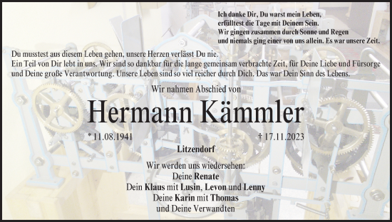 Anzeige von Hermann Kämmler von MGO