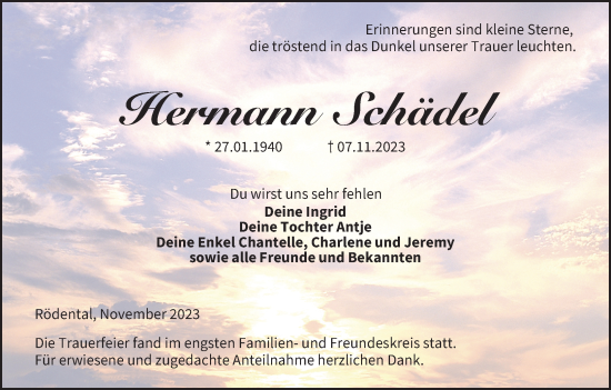 Anzeige von Hermann Schädel von MGO