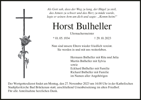 Anzeige von Horst Bulheller von MGO