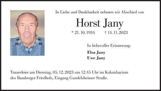 Anzeige von Horst Jany von MGO