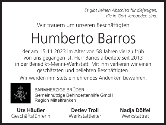 Anzeige von Humberto Barros von MGO