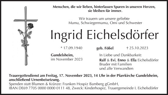 Anzeige von Ingrid Eichelsdörfer von MGO