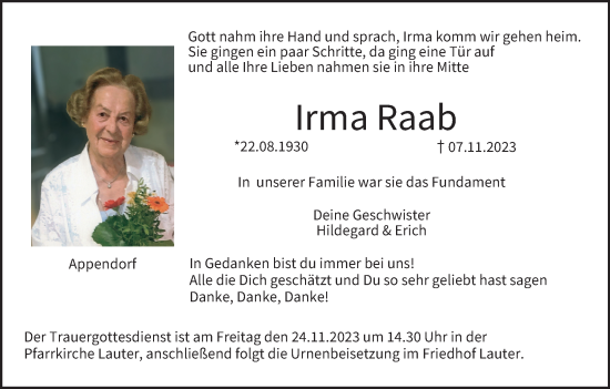 Anzeige von Irma Raab von MGO