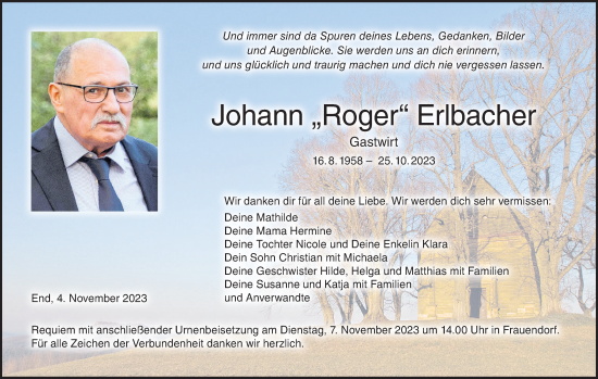 Anzeige von Johann Erlbacher von MGO
