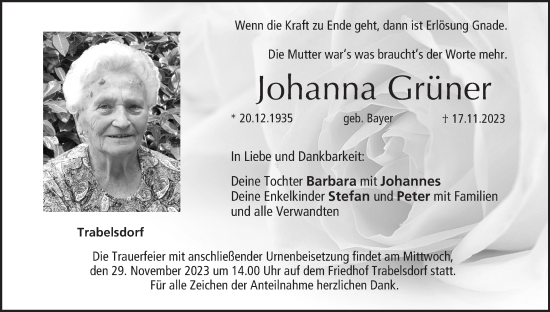 Anzeige von Johanna Grüner von MGO