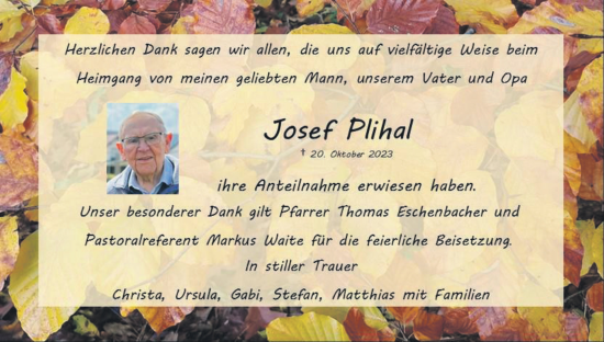 Anzeige von Josef Plihal von MGO
