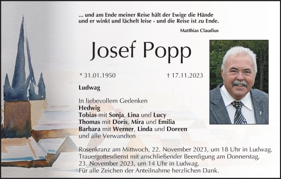 Anzeige von Josef Popp von MGO