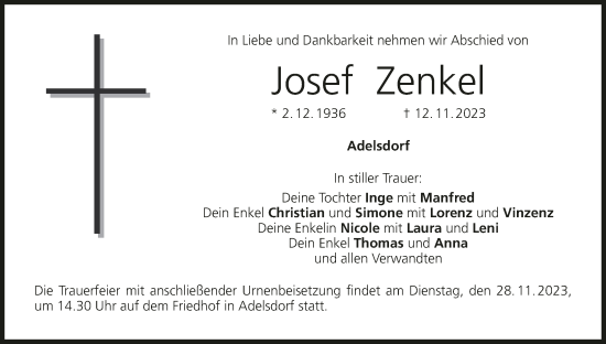 Anzeige von Josef Zenkel von MGO