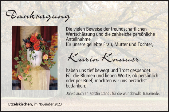 Anzeige von Karin Knauer von MGO