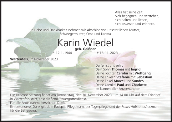Anzeige von Karin Wiedel von MGO