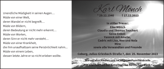 Anzeige von Karl Mönch von MGO