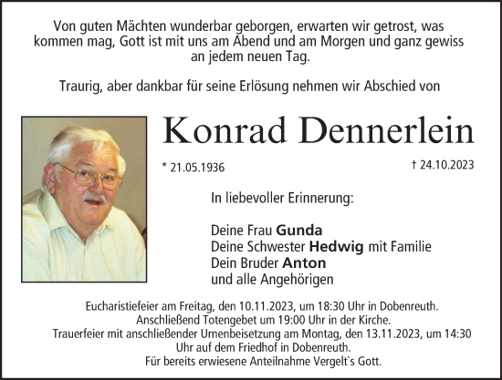 Anzeige von Konrad Dennerlein von MGO