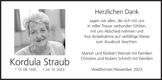 Anzeige von Kordula Straub von MGO