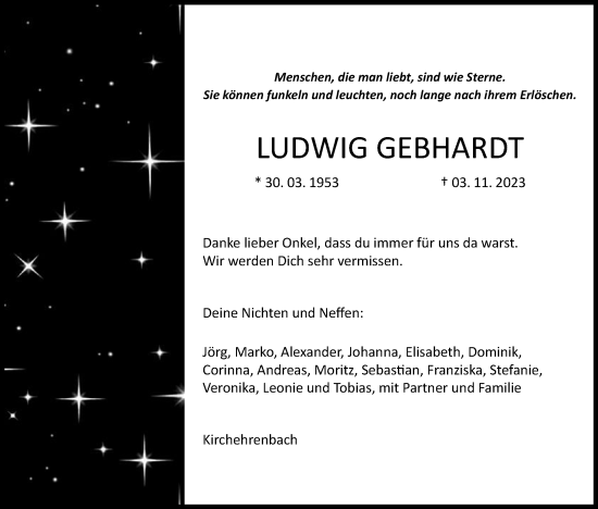 Anzeige von Ludwig Gebhardt von MGO
