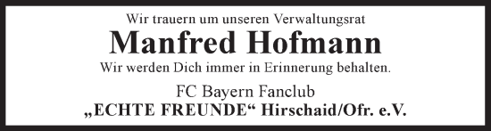 Anzeige von Manfred Hofmann von MGO