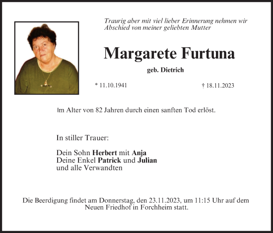 Anzeige von Margarete Furtuna von MGO