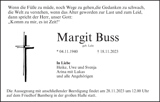Anzeige von Margit Buss von MGO