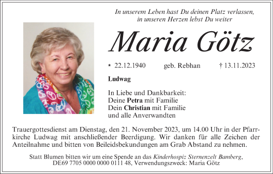 Anzeige von Maria Götz von MGO