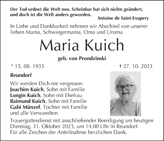 Anzeige von Maria Kuich von MGO