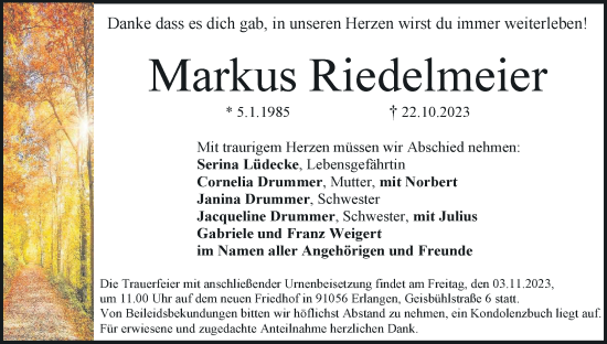 Anzeige von Markus Riedelmeier von MGO