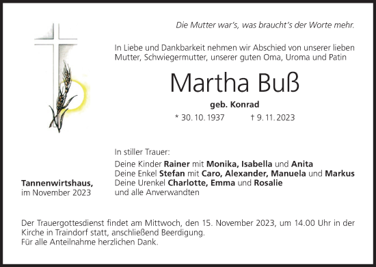 Anzeige von Martha Buß von MGO