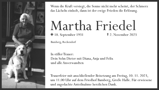Anzeige von Martha Friedel von MGO