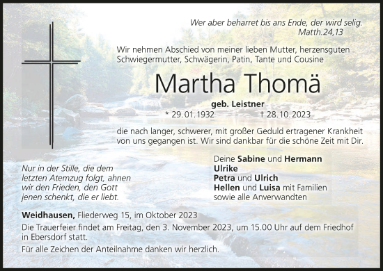 Anzeige von Martha Thomä von MGO