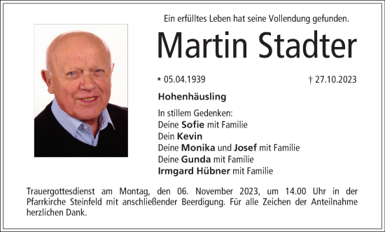 Anzeige von Martin Stadter von MGO
