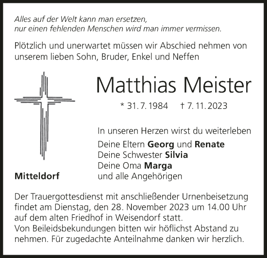 Anzeige von Matthias Meister von MGO