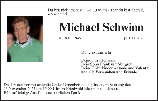 Anzeige von Michael Schwinn von MGO