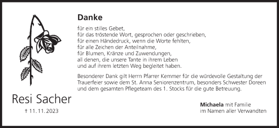 Anzeige von Resi Sacher von MGO