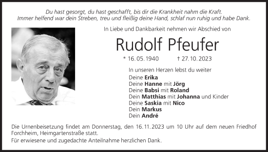 Anzeige von Rudolf Pfeufer von MGO