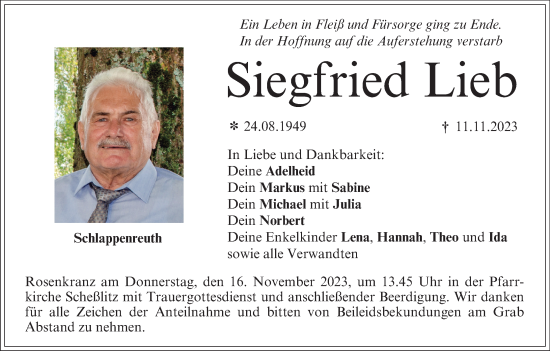 Anzeige von Siegfried Lieb von MGO