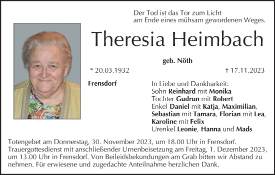 Anzeige von Theresia Heimbach von MGO
