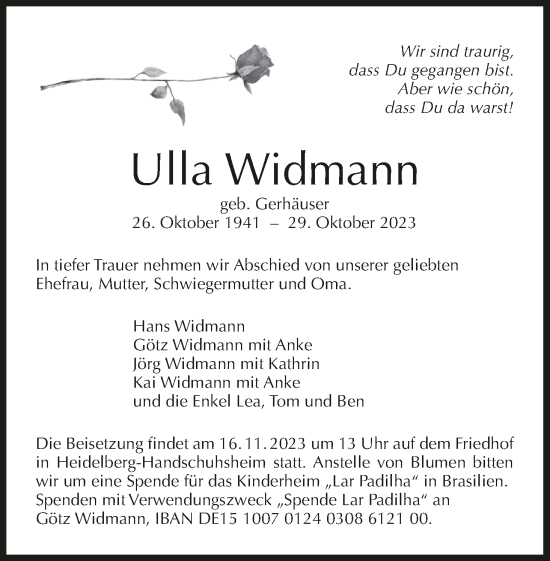 Anzeige von Ulla Widmann von MGO