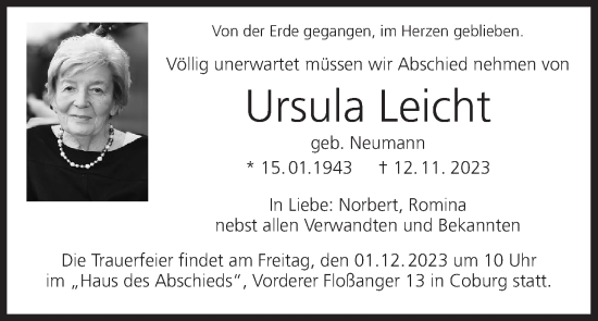 Anzeige von Ursula Leicht von MGO