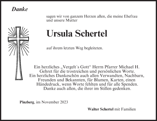 Anzeige von Ursula Schertel von MGO