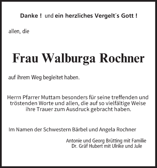 Anzeige von Walburga Rochner von MGO