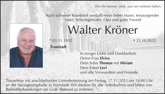 Anzeige von Walter Kröner von MGO