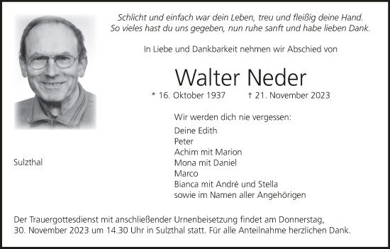 Anzeige von Walter Neder von MGO