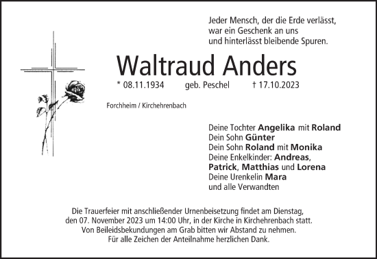 Anzeige von Waltraud Anders von MGO