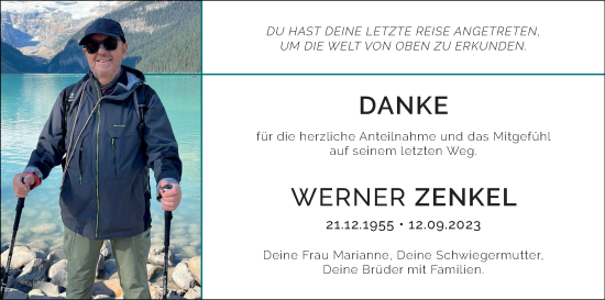 Anzeige von Werner Zenkel von MGO