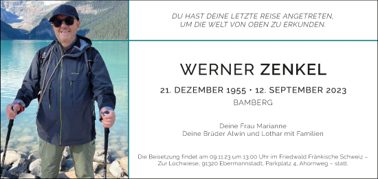 Anzeige von Werner Zenkel von MGO